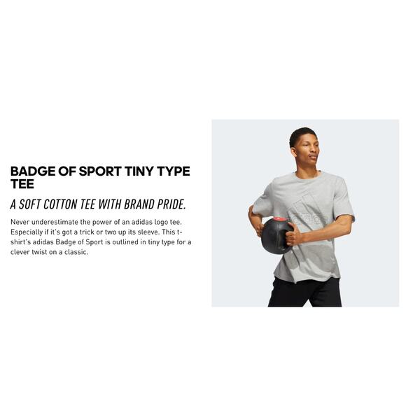 Adidas Badge of Sports Tiny Type Logo Tee T-Shirt Grey Heather Men's 2XL NWT - Picture 3 of 10